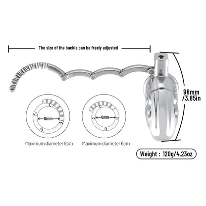 Male Chastity Cage Metal CB Cock Cage with One-Piece Adjustable 8 Sizes & Invisible Lock bdSM Penis Urethra Lock Adult Sex Toys
