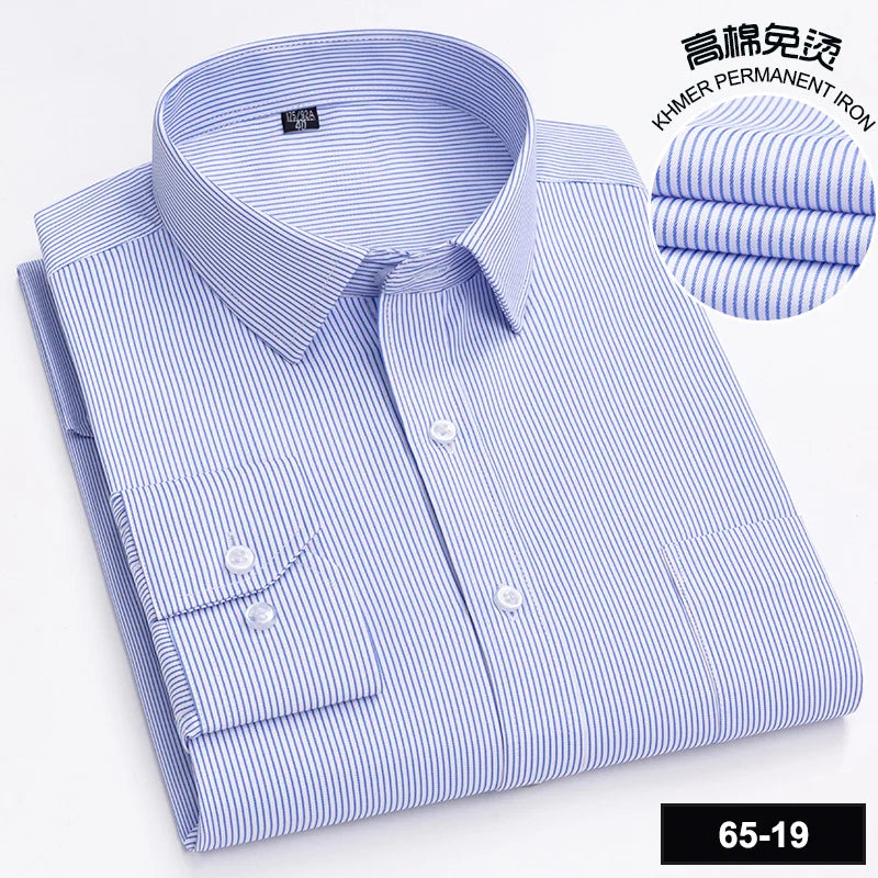 Men's High-quality Fashion Casual Print Plaid Stripe Long Sleeve Shirts Single Pocket Comfort Fit Business Formal Office Blouses