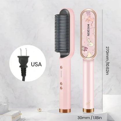 KSKIN 2 In 1 Hair Straightener Brush Multifunctional Professional Hair Straightening Comb Anti-Scald Quick Heating Hair Styling