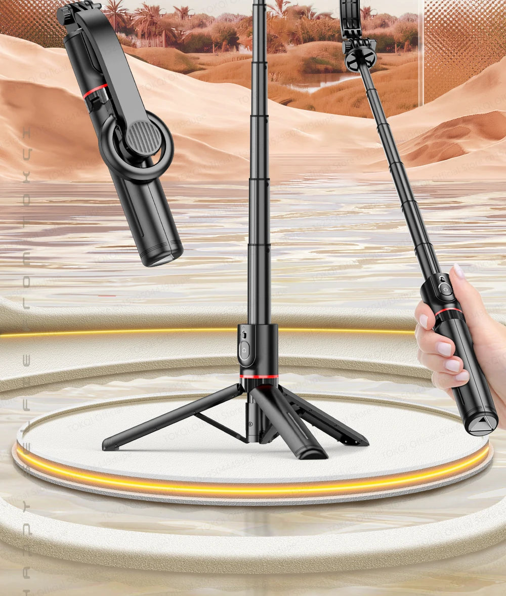 TOKQI Tripod Magnetic Phone Holder Extendable Selfie Stick for Smartphone Shooting Vlog with Wireless Bluetooth Remote Control
