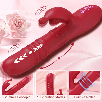 3 in 1 Thrusting Rotating Vibrator Clitoris Massager Telescopic G Spot Stimulator Women Dildo Adult Sex Toys Female Masturbator