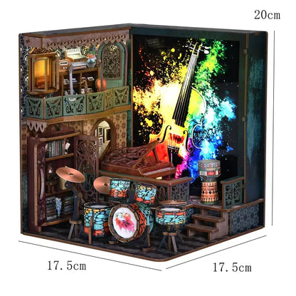 Wooden Book Nook Kits Miniature Wooden Doll Houses 3D Puzzles Assembly Building Toys Bookshelf Insert Decoration Toys For Gift