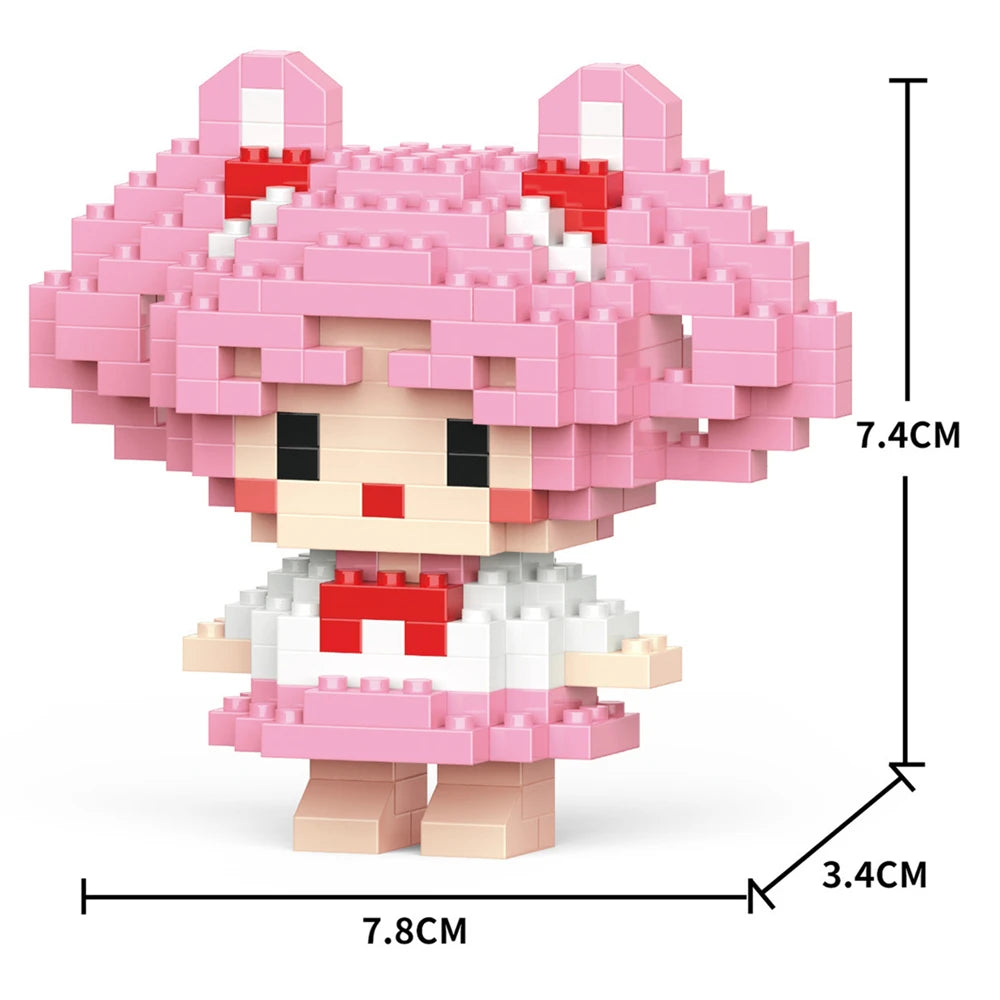 Cartoon Anime Hello Kitty Panda Refrigerator Magnet Blocks Kuromi My Melody Cinnamoroll Building Blocks Toy Kids Birthday Gift