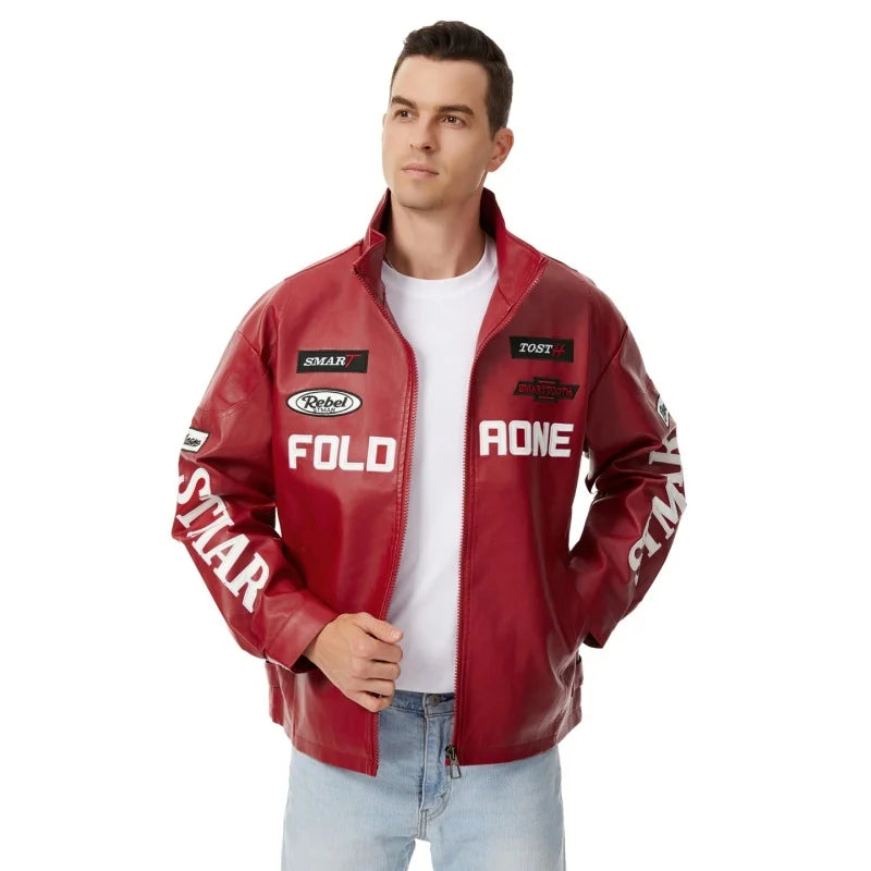 New Men's PU Leather Motorcycle Jacket Korean Version Slim Leather Jackets Men Autumn Winter Fashion Windproof Waterproof Coats