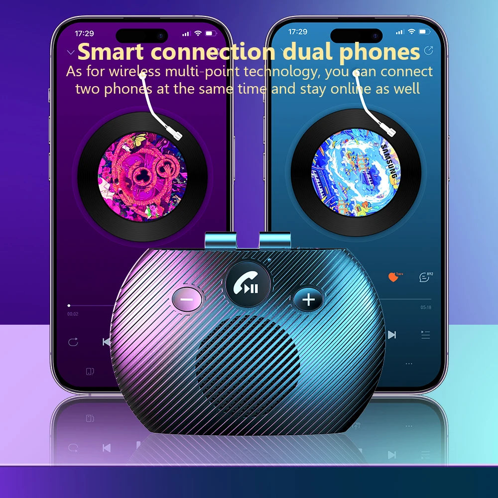 Bluetooth 5.3 Speakerphone Bluetooth-compatible Handsfree Car Kit Wireless Stereo Mp3 Music Player Car Handsfree Sun Visor Clip