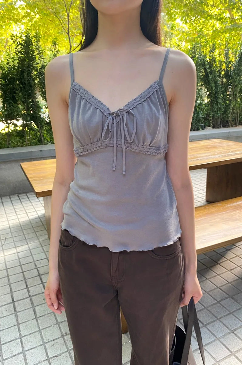 Brandy Melville Pure Cotton Three-Button Base Layer Vest Sweet Style V-Neck Sleeveless Tank Top for Women Spring Summer