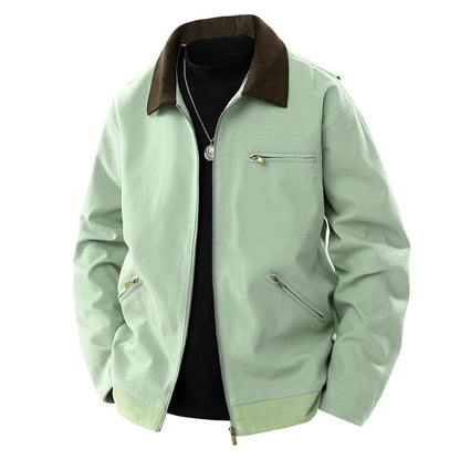 Trendy Men's Jackets Autumn Casual Vintage Style Denim Jacket Zipper Pocket Windproof Coat Male Casual Camping Baseball Jacket