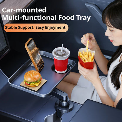 Eary Car Cup Holder Tray Table Swivel Car Food Tray Table for Front/Rear Seat for Eating Drinking Sauce Holder for Car Road Trip