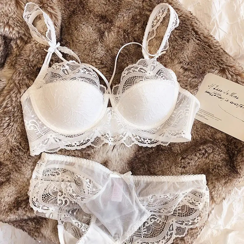MOYISU Adjustable Lace Bralette for Small Chest Bra Set Removable Straps & Thin Padding Soft Wire Comfort Muslim Girls Underwear