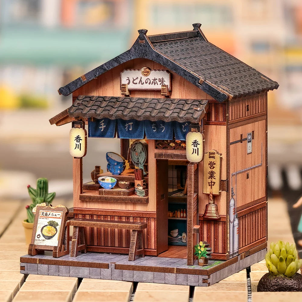 CUTEBEE DIY Book Nook Kit Japanese Mini Store 3D Puzzle Dollhouse for Bookshelf Unique Craft Gift for Book Lover Miniature Set