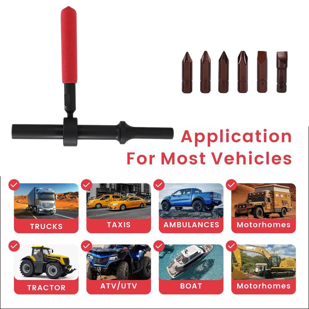 6pcs Air For Impact Screw Remover Bit Set Pneumatic Hammer Screwdriver Car Maintenance Tools Disassembly Tool