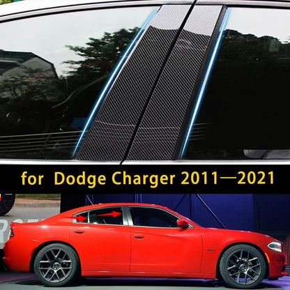 6Pcs Car Door Window Pillar Posts Trim Covers Sticker for Dodge Charger 2011 2012 2013 2014 2015 2016 2017 2018-2023