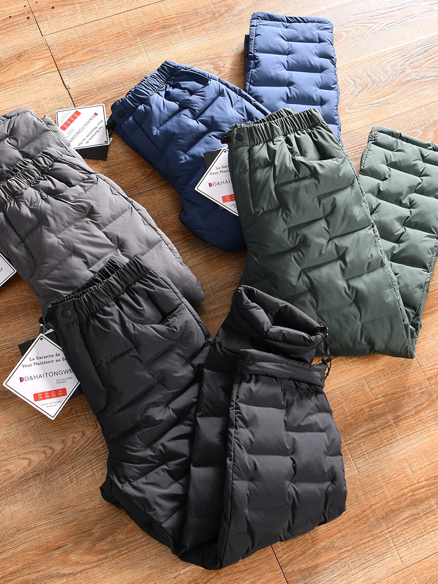Waterproof Cotton Trousers for Men Winter Outdoor Sports Windproof Thermal Straight Leg Long Pants Casual Basic  Color