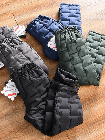 Waterproof Cotton Trousers for Men Winter Outdoor Sports Windproof Thermal Straight Leg Long Pants Casual Basic  Color