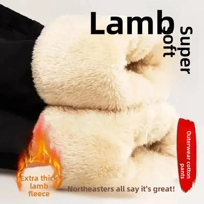 2025 New Men's Loose Lamb Velvet Thickened Warm Cotton Pants Outdoor Wear Resistant Cold Casual Long Trousers Fashionable