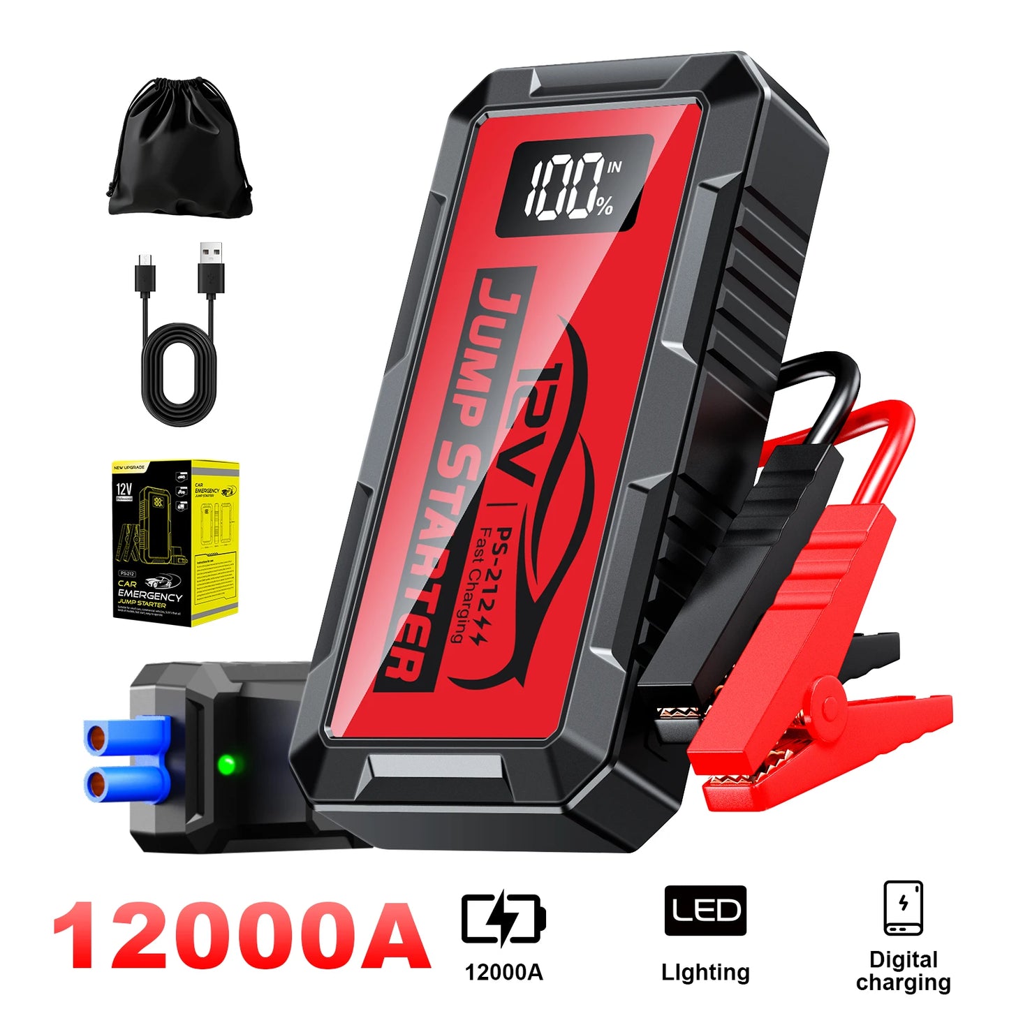 12000a 10000amp 8000a 4000a Super Capacitor 12v Booster Portable Charger Auto Starting Device PowerBank Car Jump Starter Battery