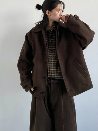 Winter 2025 New Style Japanese Retro Mermaid Woolen Coat Loose Shoulder Sleeve for Men And Women Trendy Long Sleeve Coat