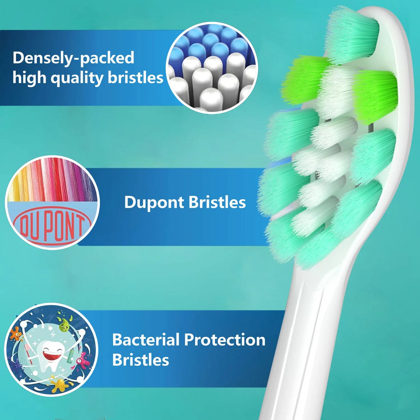 4-16pcs Replacement Toothbrush Heads for Phillips Sonicare Electric Toothbrush Click-on Handles,Soft Dupont Bristles Replacement
