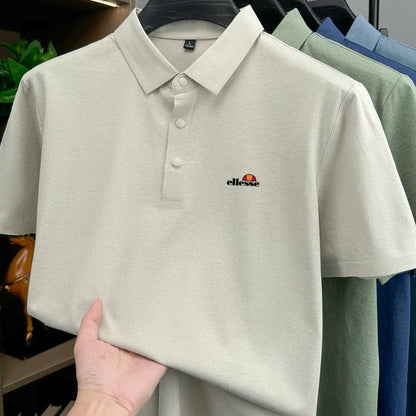 High end brand men's polo shirt printed short sleeved top 2026 summer new comfortable breathable casual and fashionable T-shirt