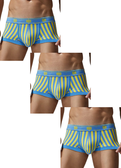 3-Pack SEOBEAN Men's Cotton Boxer Briefs U-Shaped Crotch Youth Vertical Stripes Breathable Comfortable Underwear