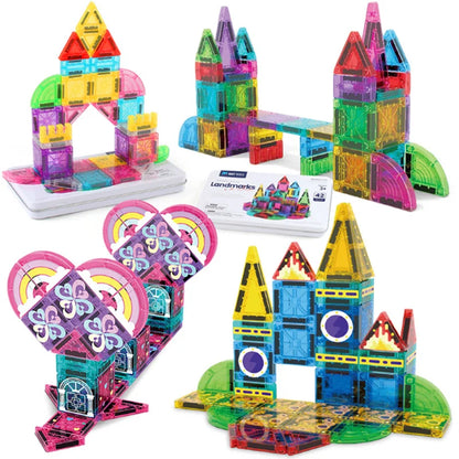 42PCS Mini Magnetic Tiles Travel Size Magnetic Construction Toys with Storage Box Magnetic Blocks Building Toy for Kids