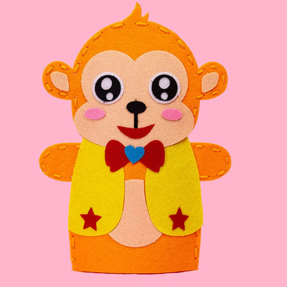 8Pcs Kids Hand Puppet Materials Kit Nonwoven DIY Sewing Craft Cartoon Pattern Early Development Craft Set Kids Education Toys