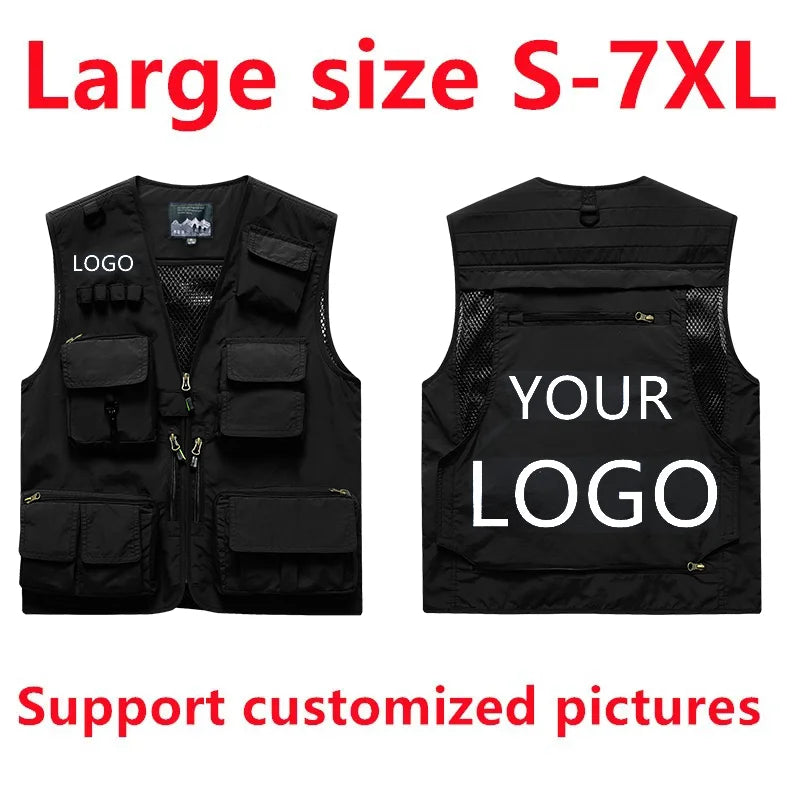 Custom Logo Men's Fleece Vest Winter Warm Sleeveless Jacket Casual Outdoor Sports Waistcoat Male Plus Size 7XL Brand Clothing