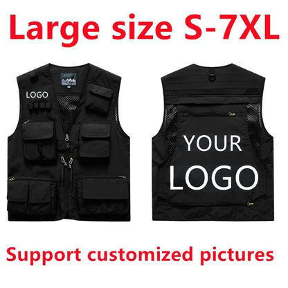 Custom Logo Men's Fleece Vest Winter Warm Sleeveless Jacket Casual Outdoor Sports Waistcoat Male Plus Size 7XL Brand Clothing