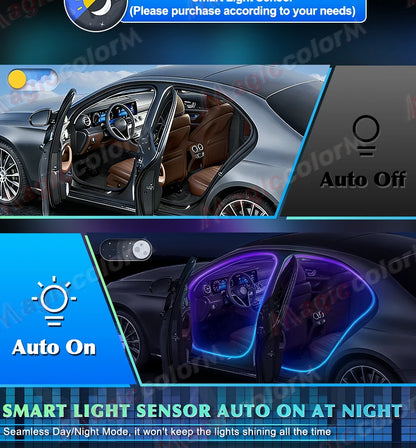 3Meters 4M Symphony Car Door Frame Ambient Lights Universal RGB LED Acrtlic Strips APP Bluetooth Remote Control USB Plug & Play