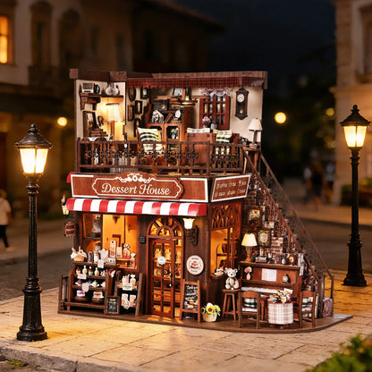 Cute Cake Shop 3D DIY Wooden Puzzle Book Nook Kit - Handmade Bookshelf Dollhouse Model Bookend for Home Decor