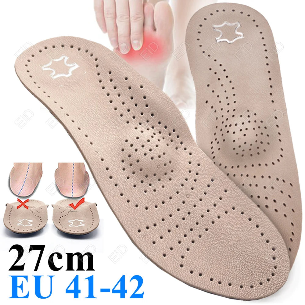 EiD Genuine Leather Orthotic Insole Orthopedic Flat Foot Health Sole Pad For Shoes Insert Arch Support Pad For Plantar Fasciitis