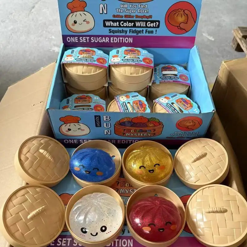 5.5/8.5cm Stress 1-12Pcs Dumpling Squash Toy Dampaline Squishy with Box Dumplings Sensory Squeeze Toy for  Relief Gift Birthday
