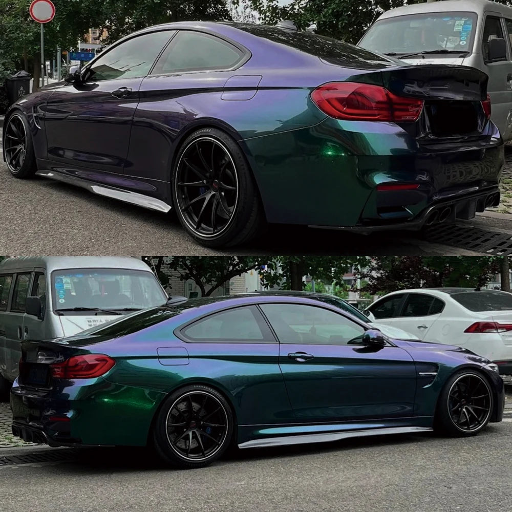 Car Wrap Vinyl Film Glossy PET Diamond Purple&Green PVC Car Engine Hood Decal Self Adhesive Motorcycle Auto Body Decoration Film