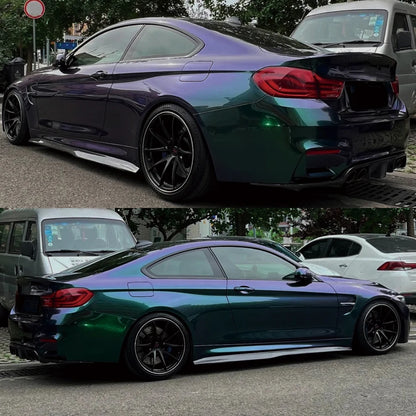 Car Wrap Vinyl Film Glossy PET Diamond Purple&Green PVC Car Engine Hood Decal Self Adhesive Motorcycle Auto Body Decoration Film
