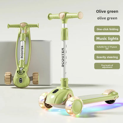 3 Wheel Kids Scooter Foldable Toddler Ride On Toy Flashing Wheels Scooter Suitable for helping children develop their balance