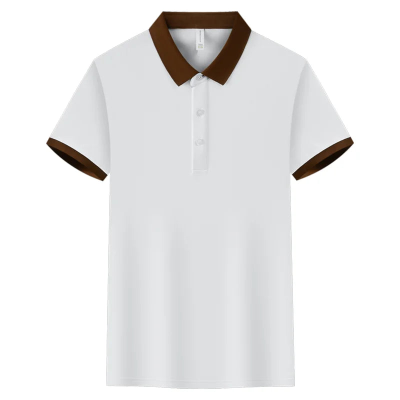 Fashion Contrast Collar Polo Custom Design Casual Business Polo Shirt Print Logo Slim Fit Lapel Short Sleeved Polo Embroidery