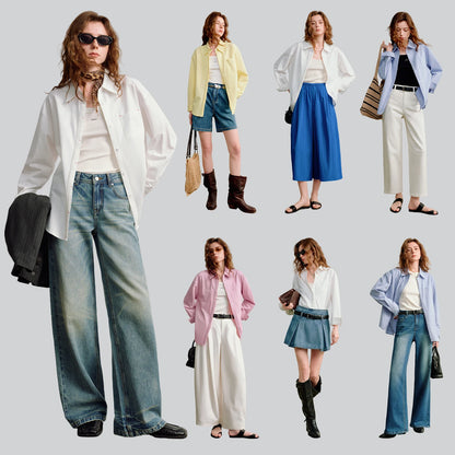 TOYOUTH Women Easy Morning Lazy Shirts 2026 Spring New Wrinkle-Resistant Low-Maintenance Light Spring Cotton Blouses