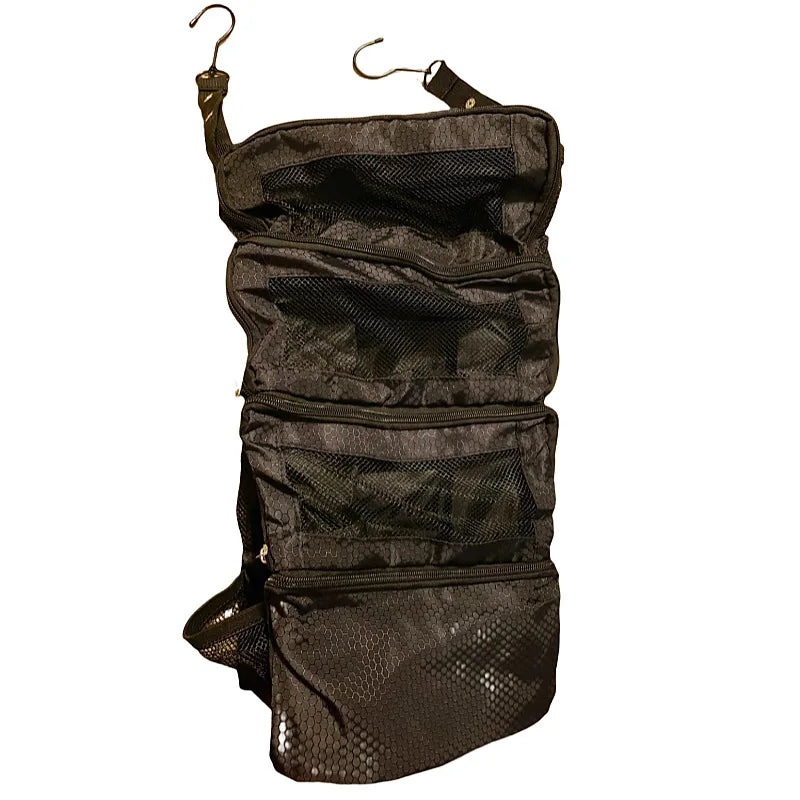 Oxford Fabric Foldable Hanging Travel Storage Bag with Organizer Pockets, Portable Toiletry Bag for Suitcase Packing