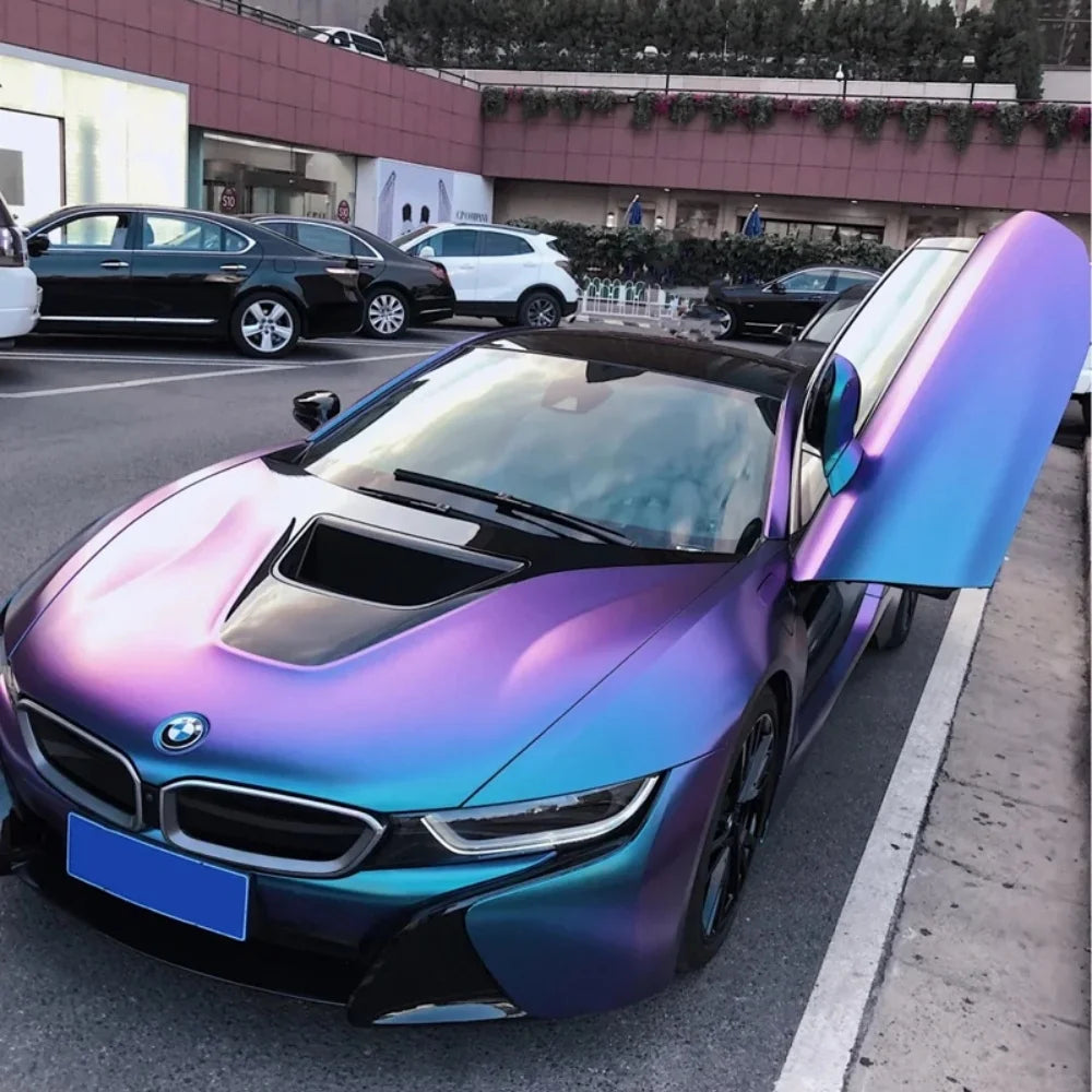 Car Diamond Chameleon Matte Purple Blue Car Vinyl Wrap Film Adhesive Color Change Motorcycle Sticker Accessories