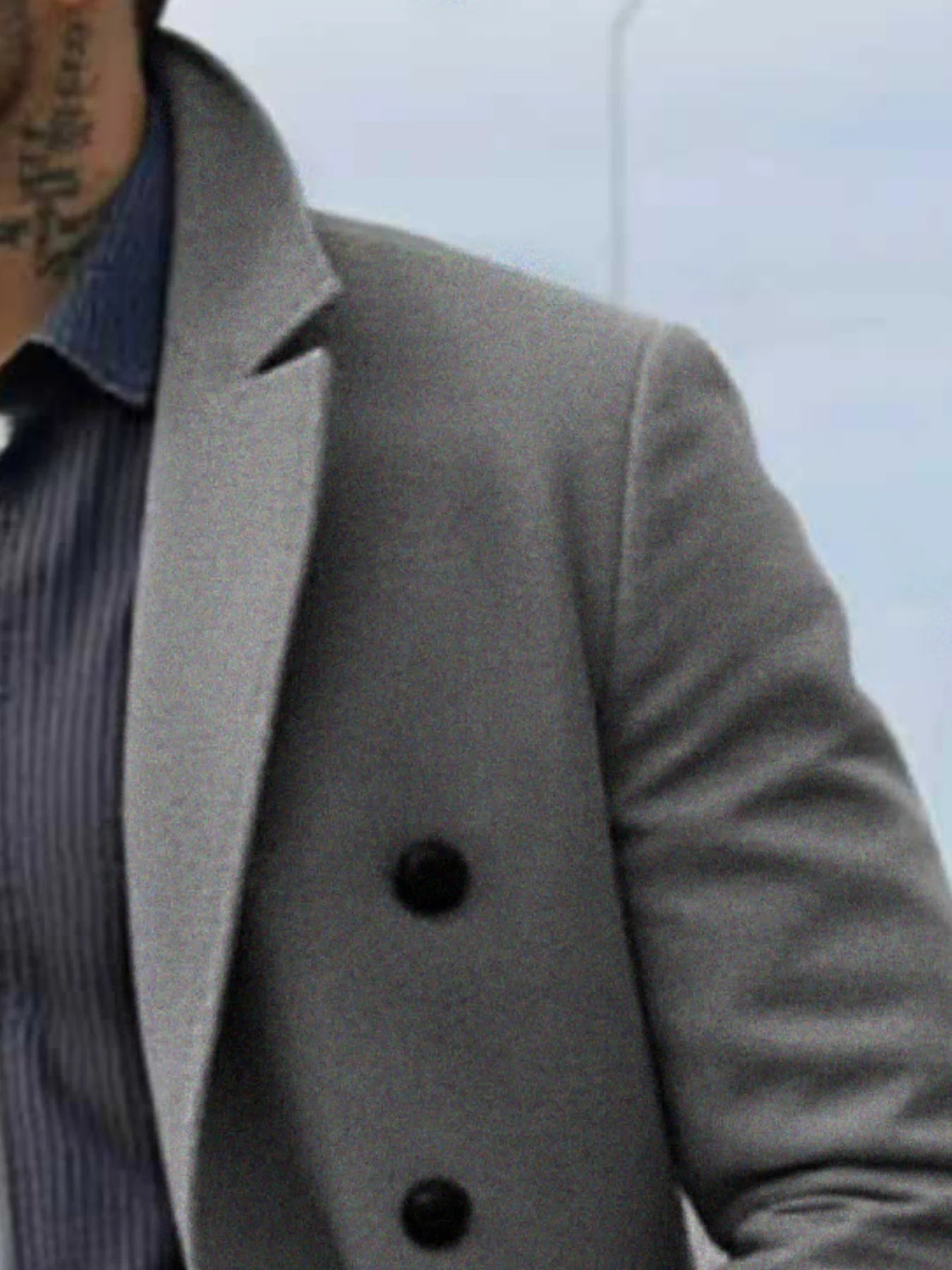 Men's Japanese Style Wool Coat Double-Breasted Thickened & Windproof Notch Lapel Trench for Winter