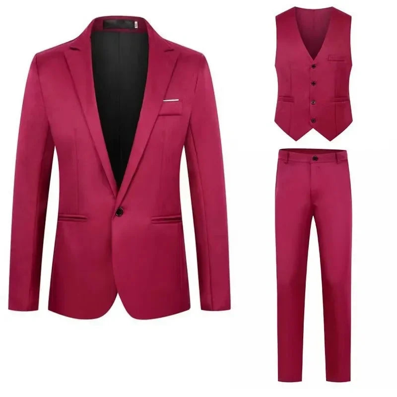 Men Suits Wedding 3 Pieces Elegant 2 Outfit Set Blazers Fashion  Business Classic Jackets Vest Pants 2024 Formal Clothing