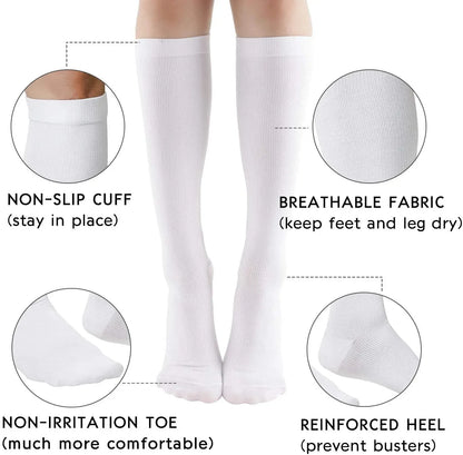 3/6/7 Pairs Compression Socks Women Medical Edema Running Socks Men Knee Length Cycling Socks  Football Basketball Outdoor trave