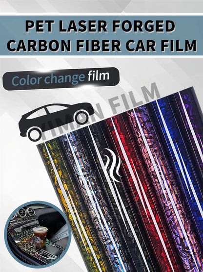 High Gloss Forged Laser Rainbow Carbon Fiber Silver Car Carbon Film Black Vinyl Wrap Tuning Auto Accessories Sticker for Car
