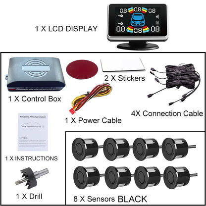 Electromagnetic Parking Sensor LED Monitor 8 Sensor Front Parktronic System Motion Detection Backlight