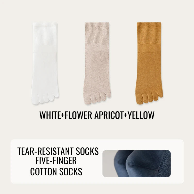 MiiOW Gel Cushion Sock Cracked Dry Skin Heel Protection Elderly Sock Anti Odor Five Finger Sock Women Pure Cotton Spilt Toe Sock