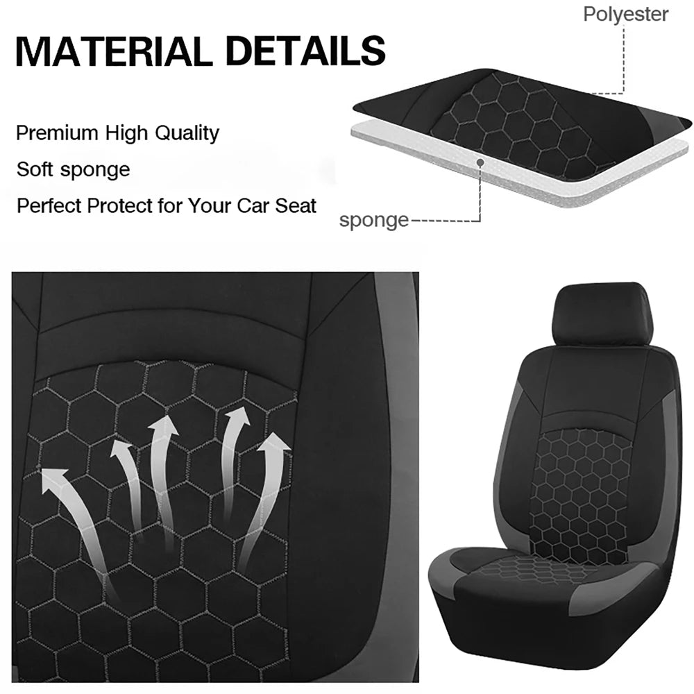 AUTOKING Football Embroidery Car Seat Covers Polyester Fabric Honeycomb Seat Covers Universal Fit Most Car Suv Truck