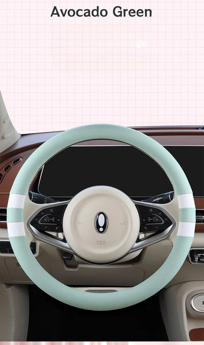 Car Steering Wheel Cover for Women Girls Universal 14.5-15 Inch, Breathable , Non-Slip, Car Interior Accessories for Most Cars