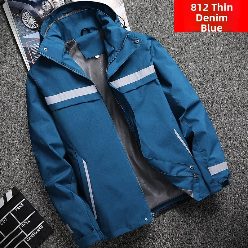 Thickened Fleece Lined Cotton Jacket for Men Work Site Reflective Winter Labor Protection Outerwear Cold Resistant Coat Print...