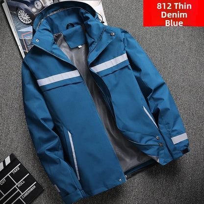 Thickened Fleece Lined Cotton Jacket for Men Work Site Reflective Winter Labor Protection Outerwear Cold Resistant Coat Print...