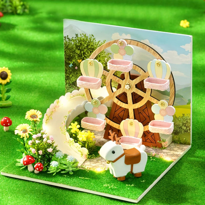 DIY Dollhouses Kit With Furniture Small House Scene Model Miniature Doll House Wooden Assembly Model Toy For Birthday Gifts